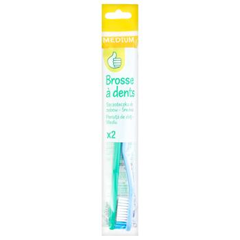Auchan Medium Toothbrush 2pcs - buy, prices for Auchan - photo 1