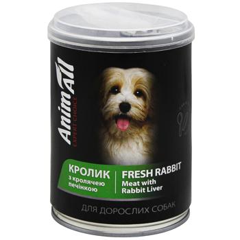 Корм вологий AnimAll Кролик з кролячою печінкою для дорослих собак 375г - купити, ціни на Auchan - фото 1
