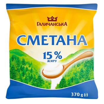 Сметана ГаличанськА 15% 370г - купить, цены на METRO - фото 1