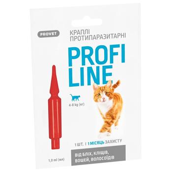 Капли на холку ProVET Profiline для кошек от 4 до 8кг от внешних паразитов 1 пипетка - купить, цены на MasterZoo - фото 2