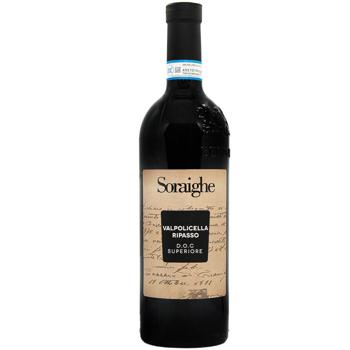 Вино Bennati Soraighe Valpolicella Ripasso Superiore D.O.C. красное сухое 14% 0,75л - купить, цены на МегаМаркет - фото 1