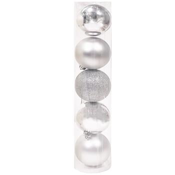 Actuel Set of Silver Christmas Balls 8cm 5pcs - buy, prices for - photo 1