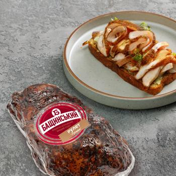 Рулет Бащинский Гурман из куриного филе варено-копченый высший сорт ~675г - купить, цены на Auchan - фото 4