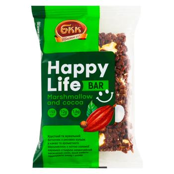 Батончик зерновий БКК Happy Life з маршмеллоу та какао 60г - купити, ціни на ЕКО Маркет - фото 1