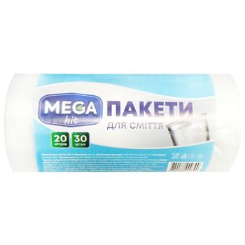 Пакеты для мусора Mega Hit 20л 30шт - купить, цены на Чудо Маркет - фото 1