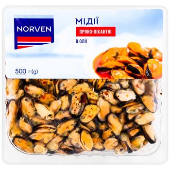 Мидии Norven пряно-пикантные в масле 500г