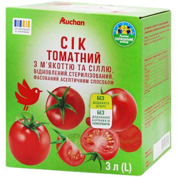 Auchan Tomato Juice with pulp and salt 3l - buy, prices for Auchan - photo 1