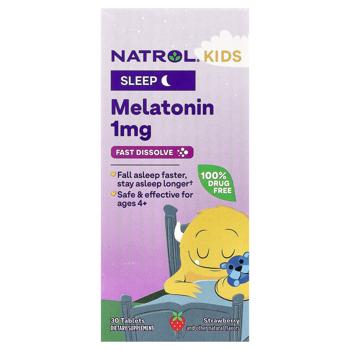 Мелатонин для детей от 4 лет, Melatonin, Fast Dissolve, Natrol, быстрорастворимый, со вкусом клубник - купить, цены на Biotus - фото 2