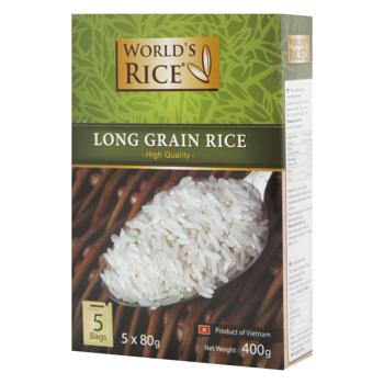 Рис World`s Rice Вьетнамский длиннозерный шлифованный в пакетиках 400г - купить, цены на За Раз - фото 1