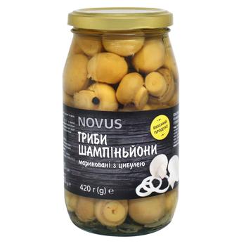 Шампіньйони Novus цілі мариновані 420г - купити, ціни на MasterZoo - фото 1
