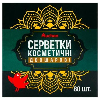 Салфетки косметические Auchan двухслойные 80шт - купить, цены на - фото 2