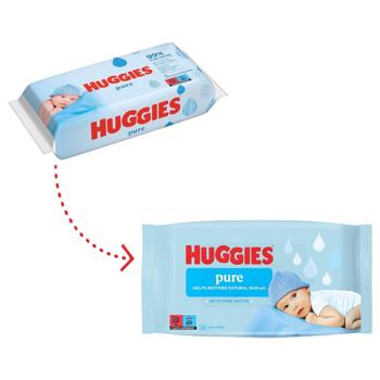 Салфетки влажные Huggies Pure Quad 3+1 56х4шт - купить, цены на - фото 3