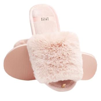 Тапочки домашние Twins Pudra женские меховые открытые р.38-39 HS-LUX - купить, цены на Идеал - фото 1