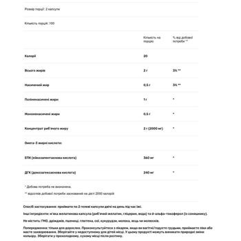 Рыбий жир Now Foods Molecularly Distilled Omega-3 1000мг 200 капсул из рыбьего жира - купить, цены на Biotus - фото 3