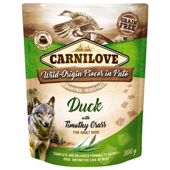 Вологий корм для собак Carnilove Grain-Free Adult pouch 300 г - качка та трава тимофіївки - купити, ціни на MasterZoo - фото 1