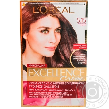 Крем-краска для волос L'Oreal Excellence Creme 5.15 Морозный каштан купить, цены на МегаМаркет - фото 1
