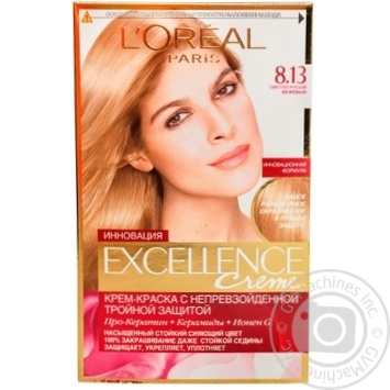 Краска для волос L`Oreal Excellence Creme №8.13 светло-русый бежевый купить, цены на МегаМаркет - фото 1