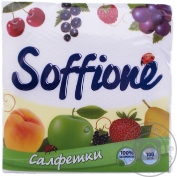 Серветки Soffione 33*33 100шт купити, ціни на МегаМаркет - фото 1
