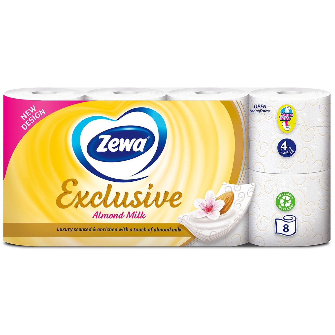 

Туалетная бумага Zewa Exclusive Almond Milk белая 4-х слойная 8 рулонов