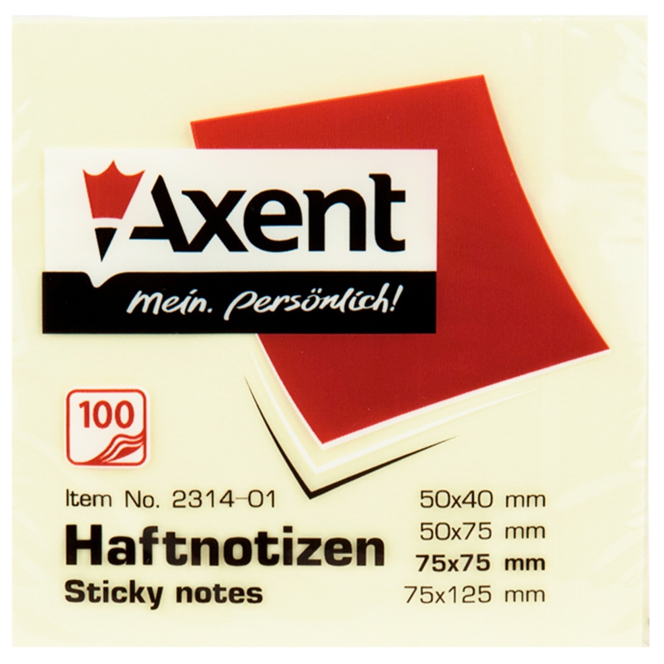 

Блок бумаги Axent с липким слоем 75x75мм 100арк
