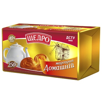 Маргарин Щедро Домашний 40% 250г - купить, цены на Auchan - фото 1