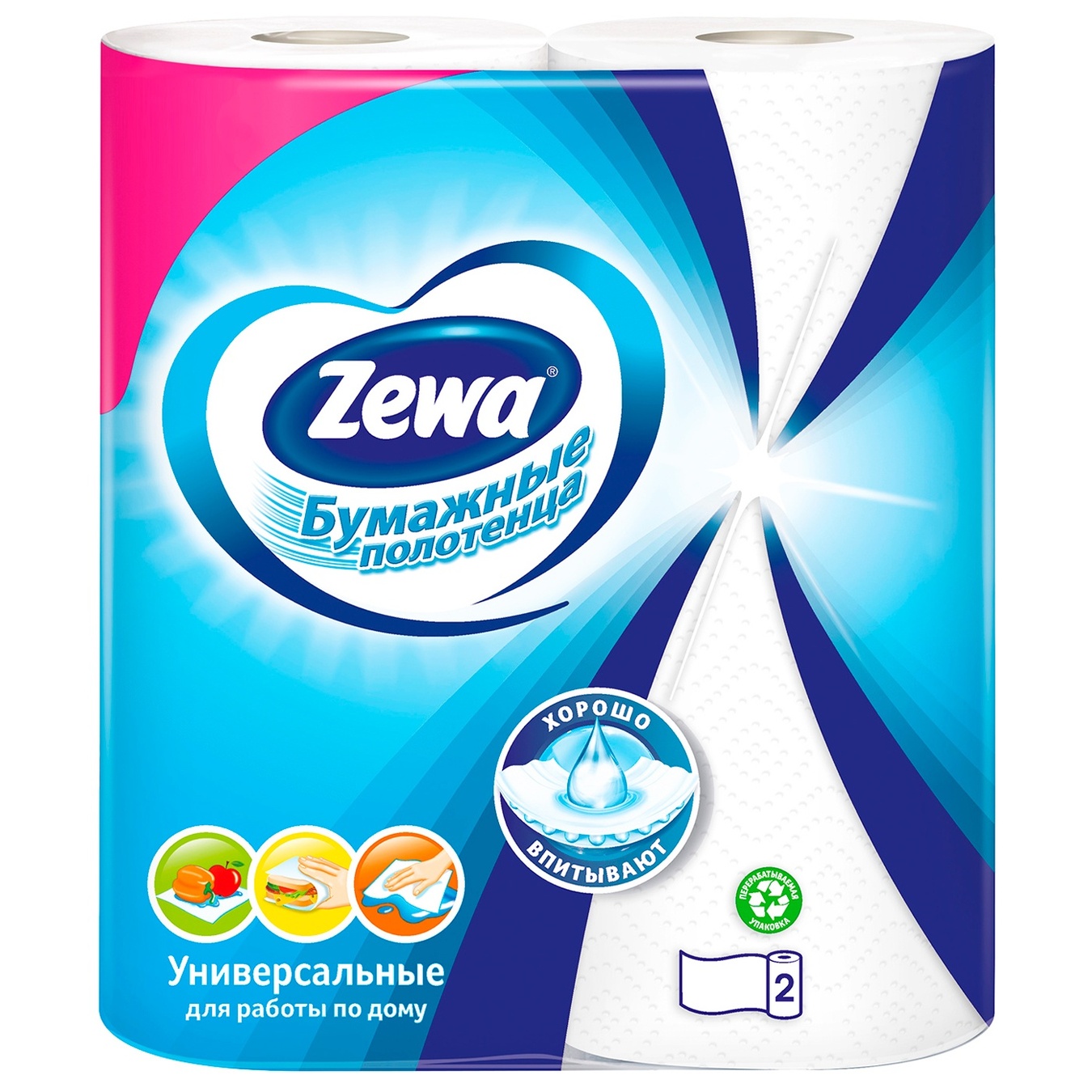 

Полотенца бумажные Zewa белые 2-х слойные 2шт