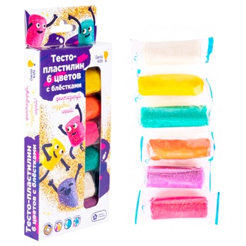 Тесто-пластилин Genio Kids с блестками 6 цветов - купить, цены на - фото 2
