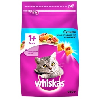 Whiskas for cats with tuna dry food 950g - buy, prices for MegaMarket - photo 1