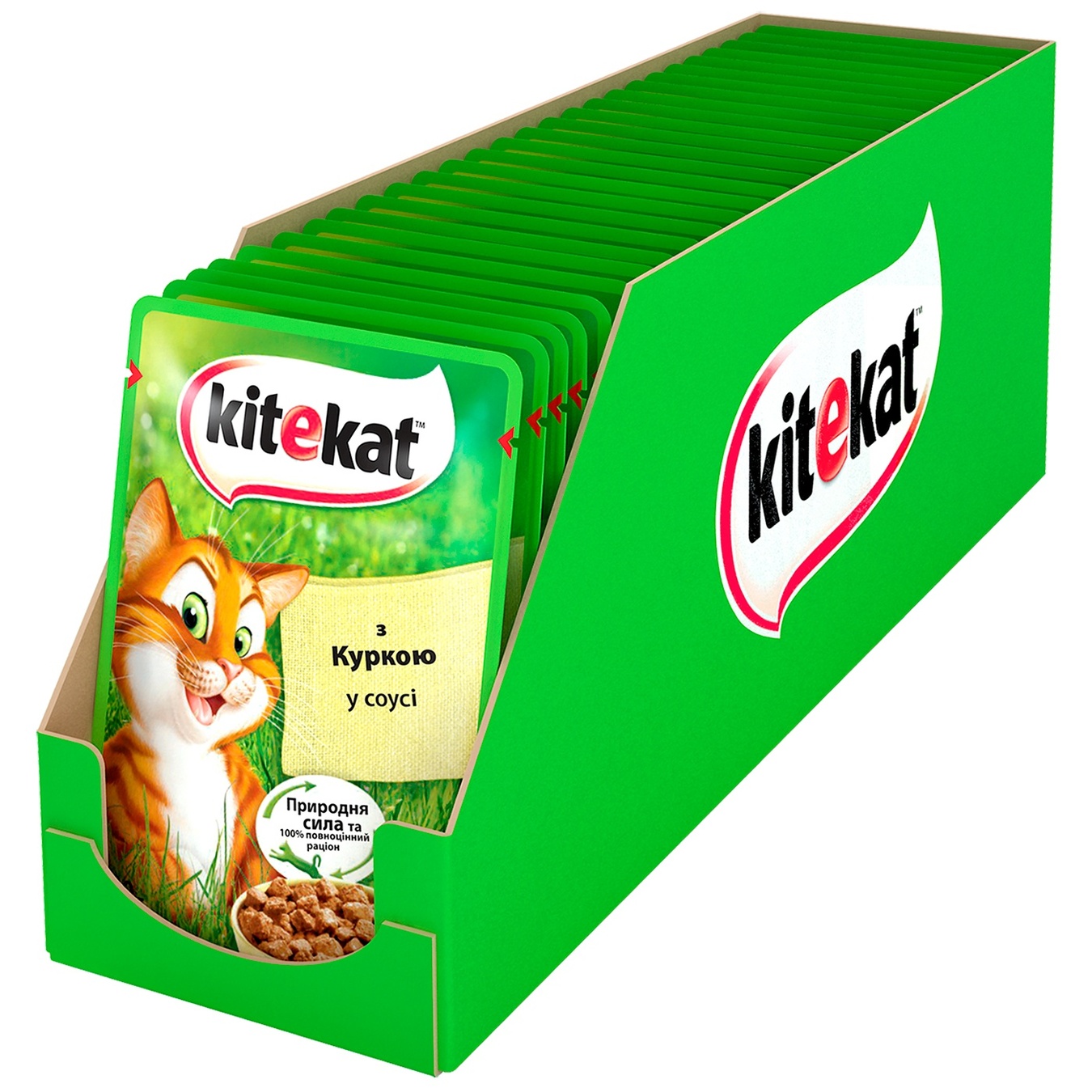 

Корм для котов Kitekat с курицей в соусе 100г