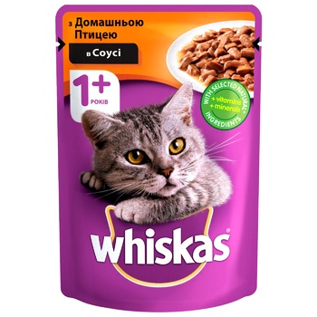 Корм Whiskas з домашньою птицею в соусі для дорослих котів 100г - купити, ціни на Auchan - фото 1