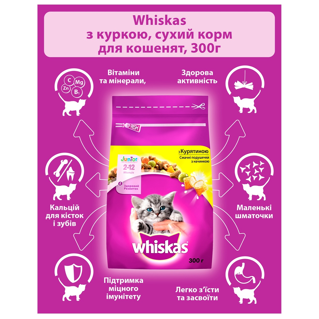 

Корм Whiskas для котят с курицей 300г