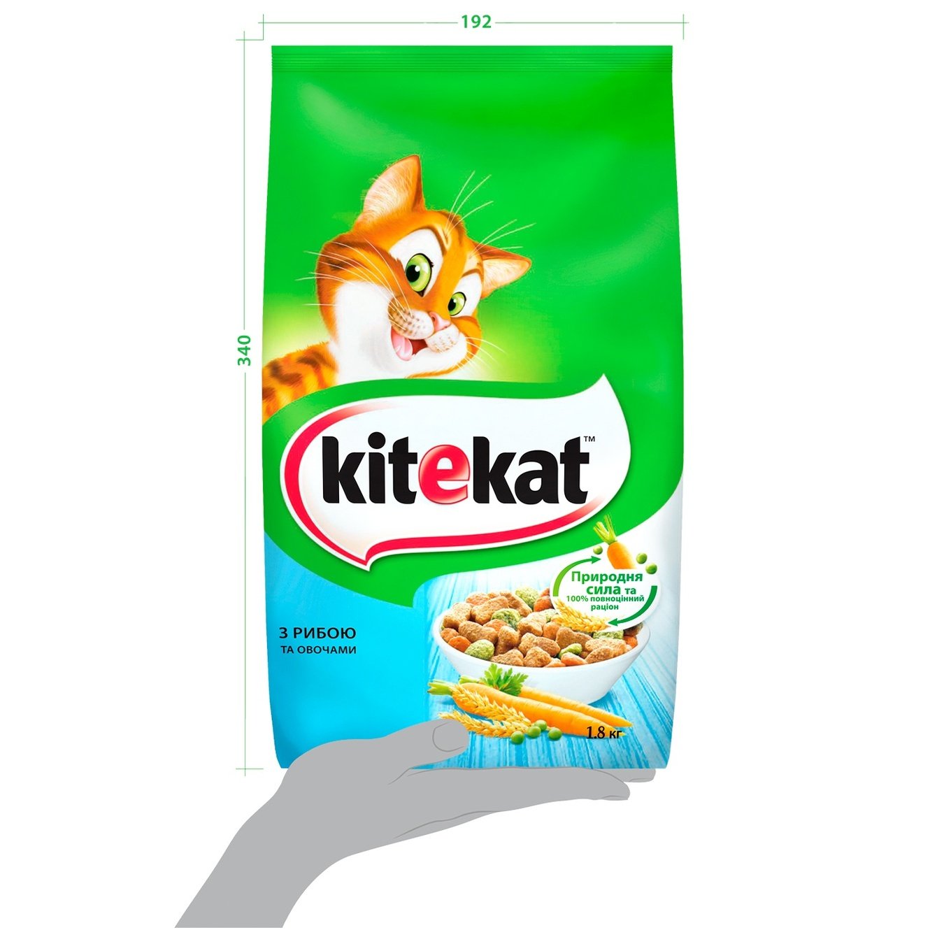 

Корм Kitekat для кошек с рыбой и овощами 1,8кг