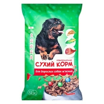 Корм Ашан Мясной для взрослых собак 12кг - купить, цены на Auchan - фото 1