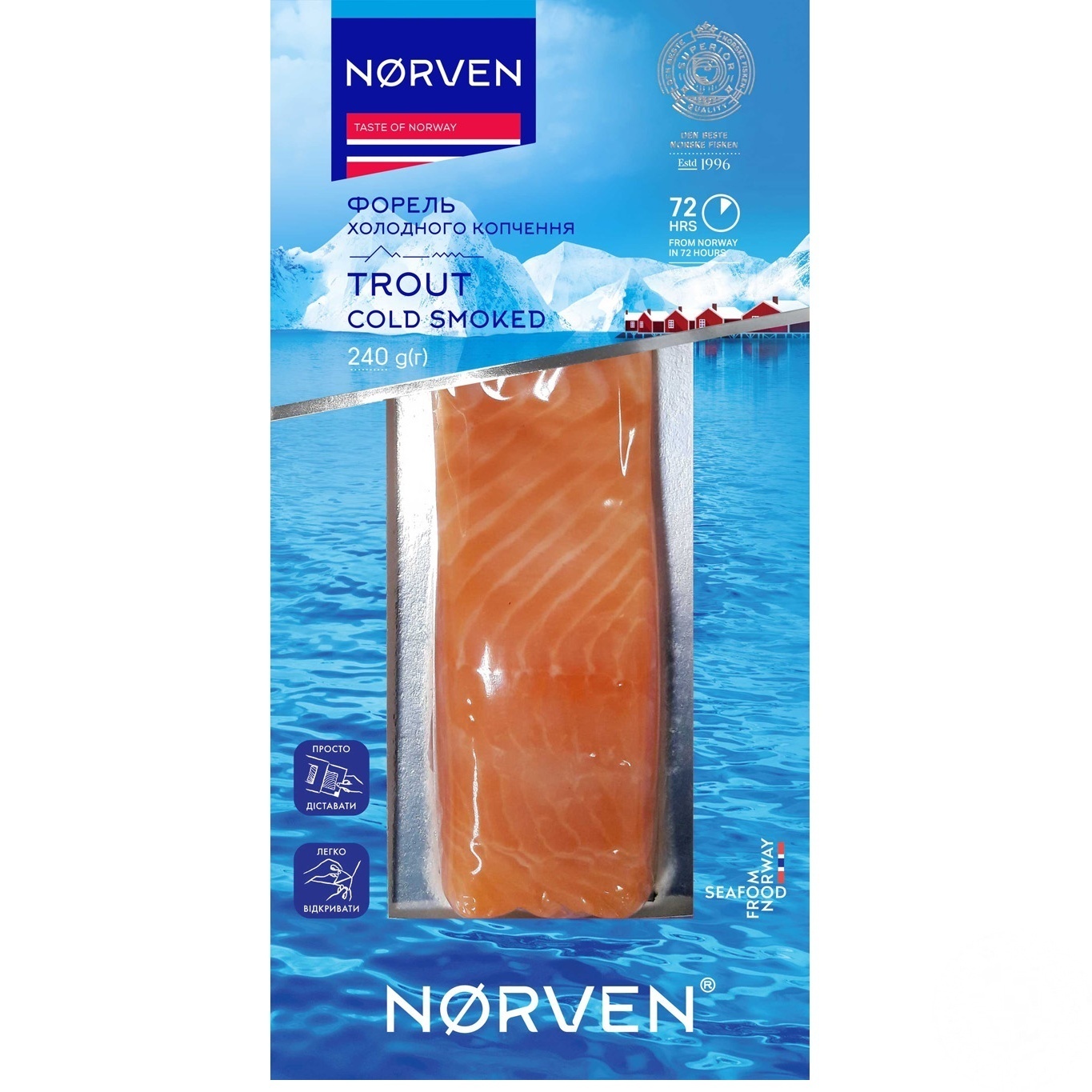 

Форель Norven холодного копчения филе-кусок 240г