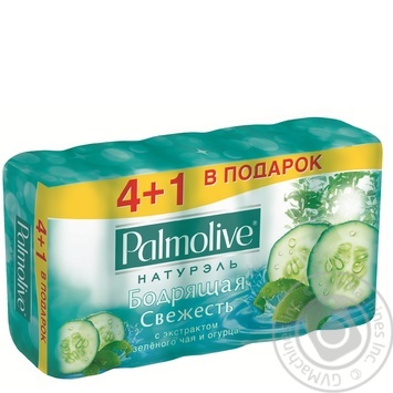 Мыло Palmolive Натурэль Бодрящая свежесть с  экстрактом зеленого чая и огурца 5 шт. купить, цены на МегаМаркет - фото 1