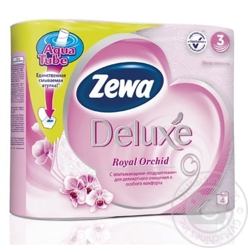 Туалетний папір Zewa Deluxe Aqua Tube Royal Orchid 3 шари 4шт купити, ціни на МегаМаркет - фото 1