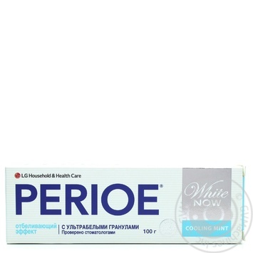 Зубная паста Perioe White Now Охлаждающая мята с ультрабелыми гранулами 100г купить, цены на МегаМаркет - фото 1