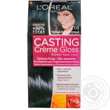 Краска-уход для волос L'Oreal Casting Creme Gloss 210 Черный перламутровый без аммиака купить, цены на МегаМаркет - фото 1