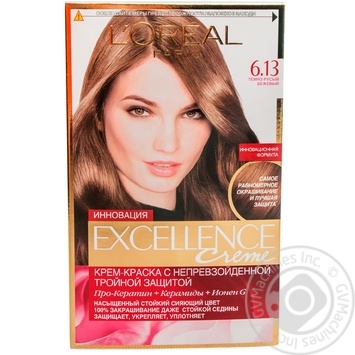 Крем-фарба для волосся L'Oreal Excellence Creme 6.13 темно-русявий бежевий купити, ціни на МегаМаркет - фото 1