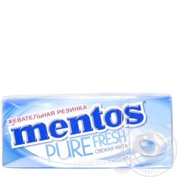 Жувальна гумка Mentos Pure Fresh Свіжа м'ята з екстрактом зеленого чаю 15г купити, ціни на МегаМаркет - фото 1