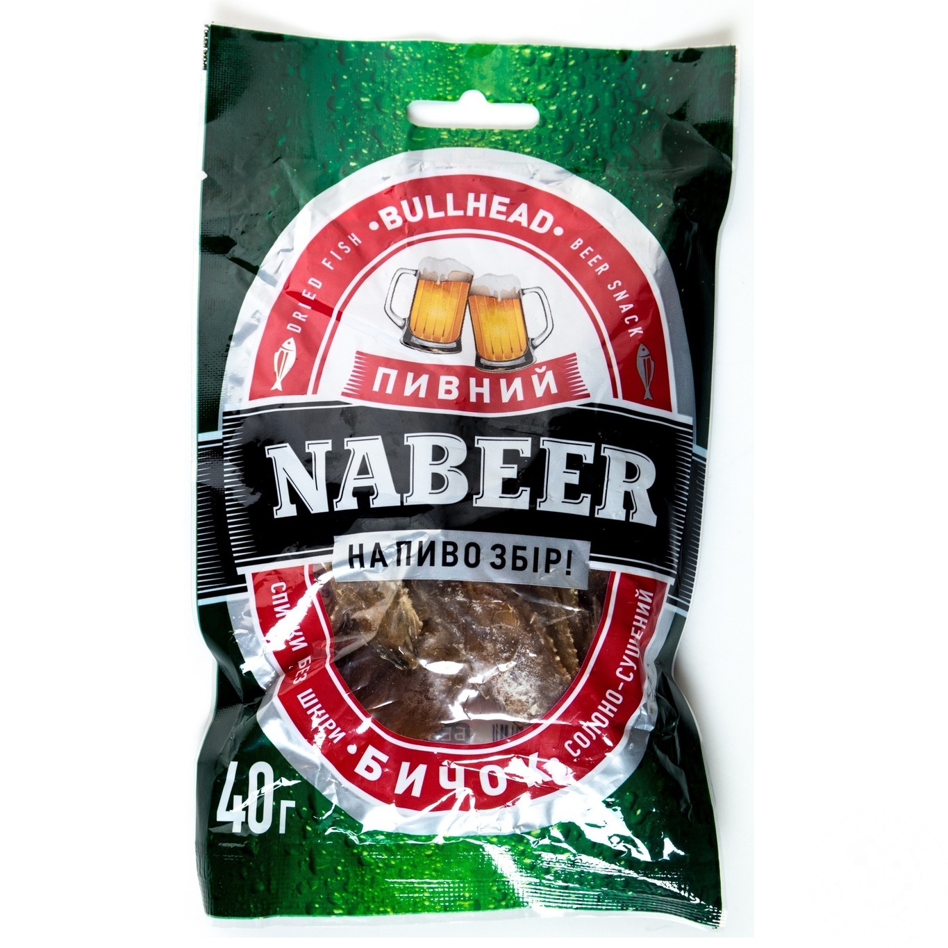

Бычок Пивной Nabeer солено-сушеный спинки без шкуры 40г