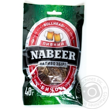 Бичок Пивний Nabeer солоно-сушений спинки без шкіри 40г купити, ціни на МегаМаркет - фото 1