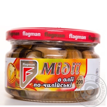 Flagman seafood in oil Chilean mussels 200g - buy, prices for MegaMarket - photo 1