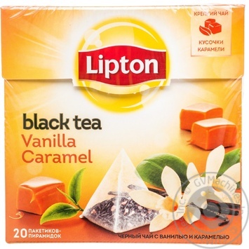 Black pekoe tea Lipton Vanilla Caramel flavored teabags 20x1.7g Russia - buy, prices for - photo 1