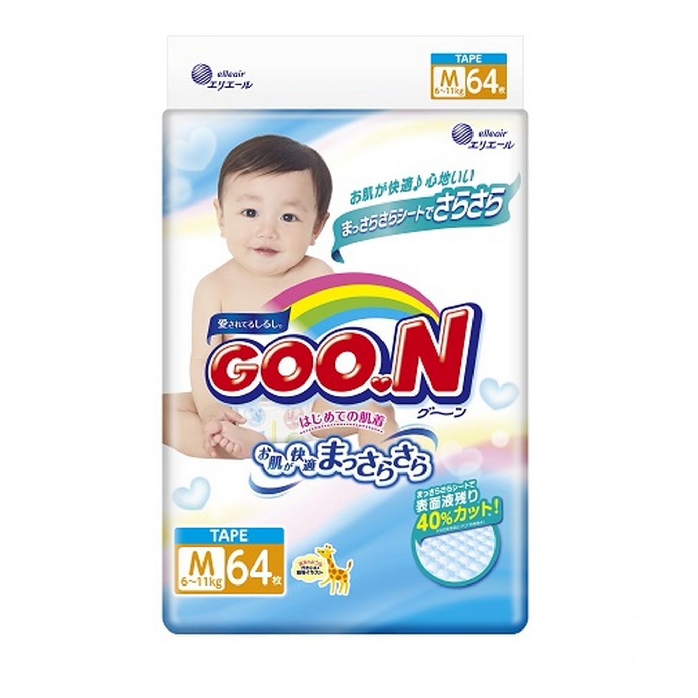 

Подгузники GOO.N для детей 6-11кг размер M на липучках унисекс 64шт