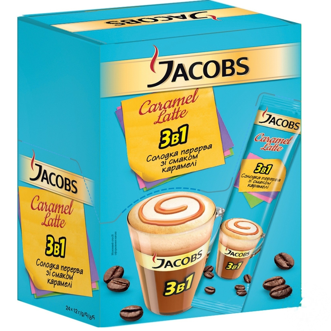 

Напиток кофейный Jacobs 3в1 Caramel Latte в стиках 12,3г