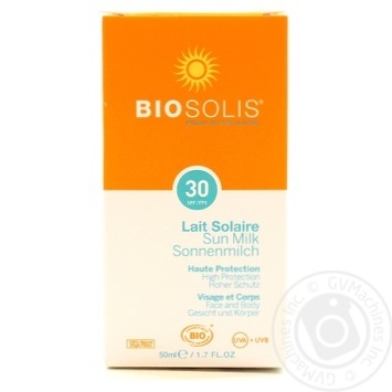 Молочко сонцезахисне BioSolis SPF 30+ 50мл купити, ціни на МегаМаркет - фото 1