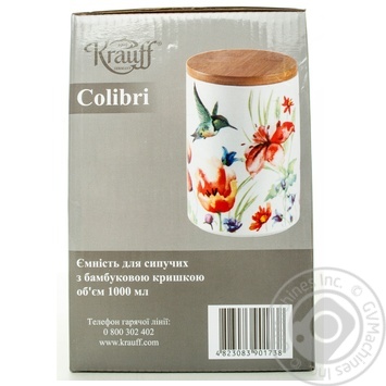 Емкость для сыпучих Krauff Colibri с бамбуковой крышкой 16см 1л - купить, цены на МегаМаркет - фото 3