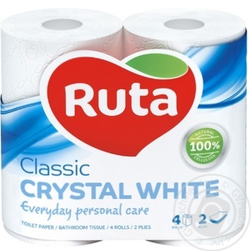 Toilet paper Ruta Classic white 2-ply 4pcs - buy, prices for MegaMarket - photo 1