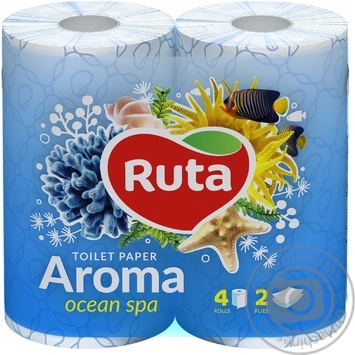 Папір туалетний Ruta Aroma Фіалка голубий 2-шаровий 4шт купити, ціни на МегаМаркет - фото 1